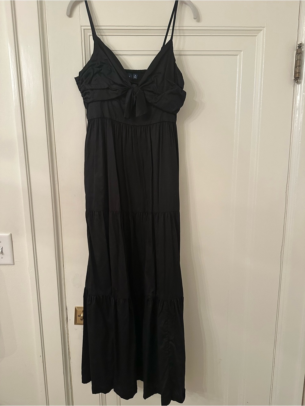 GAP Black Spaghetti-Strap Maxi Dress with Front Tie